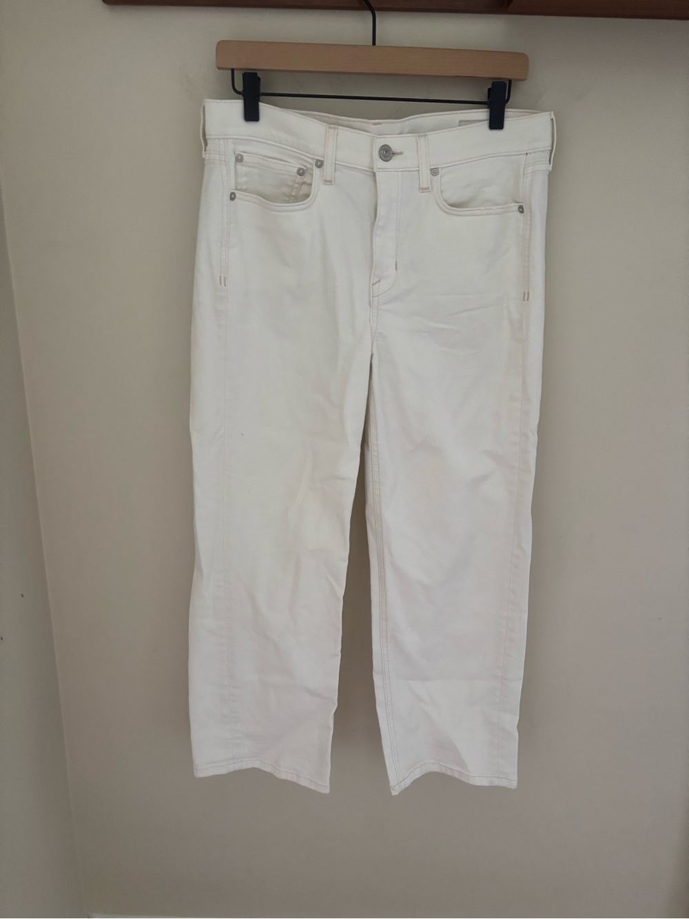 AYR The Easy Easy Straight Leg Relaxed Jeans in Sea Salt Cream White 29
